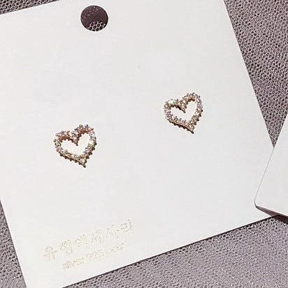 Ming Trendy Store Earrings Rose Gold Color Heart Micro Pave Earrings - 2 Colors