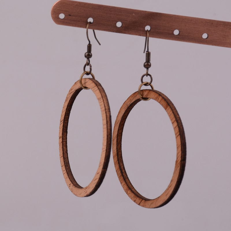 Spruced Roost Earrings Natural Round Wood Hoop Earrings