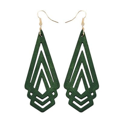 Spruced Roost Earrings Green Natural Wooden Earrings Geometric 4 Colors