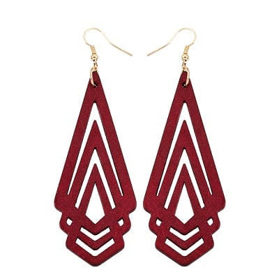 Spruced Roost Earrings Wine Red Natural Wooden Earrings Geometric 4 Colors