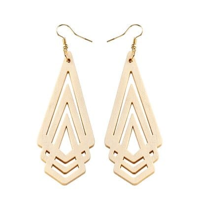 Spruced Roost Earrings White Natural Wooden Earrings Geometric 4 Colors