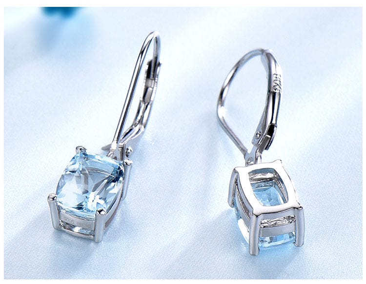 Umcho Manufactuer Store Earrings Sky Blue Topaz Sterling Silver Drop Earrings - 13 Carats