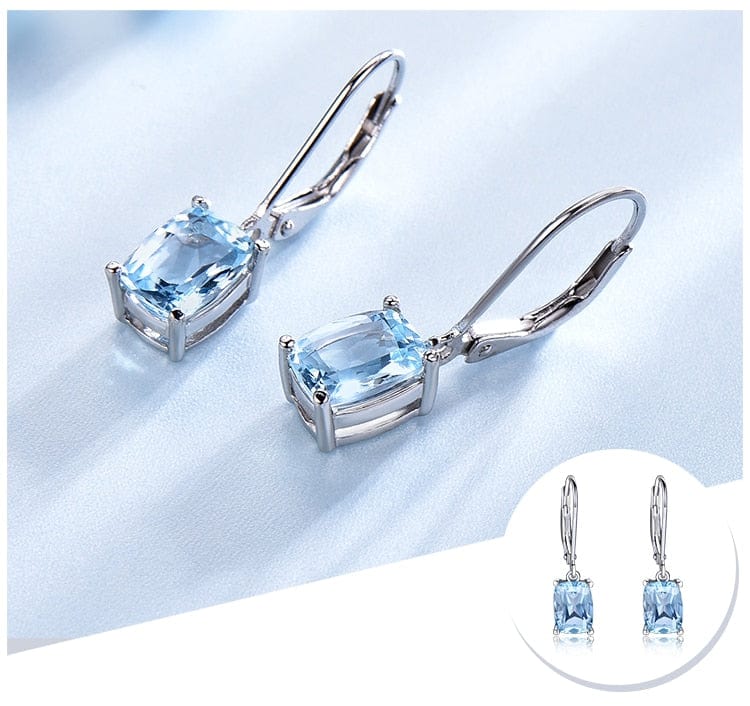 Umcho Manufactuer Store Earrings Sky Blue Topaz Sterling Silver Drop Earrings - 13 Carats