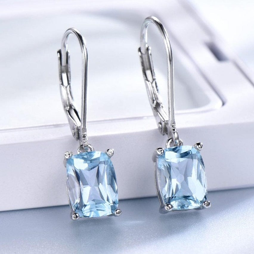 Umcho Manufactuer Store Earrings Sky Blue Topaz Sterling Silver Drop Earrings - 13 Carats