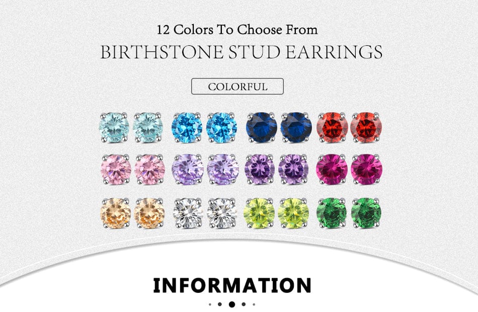 Spruced Roost Earrings Sterling Faceted Round Stud Birthstone  Earrings - 12 Colors