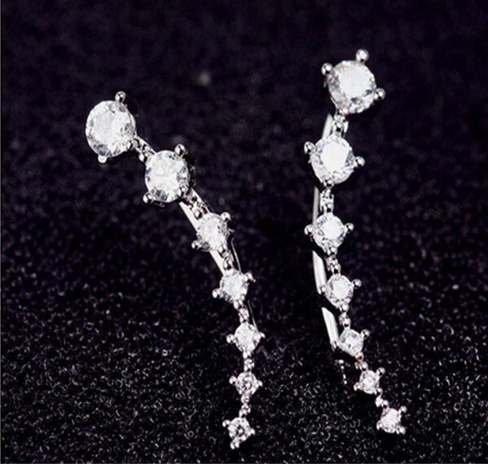 Spruced Roost Earrings Women's Cubic Zirconia Climber Earrings 1 Pair Versatile