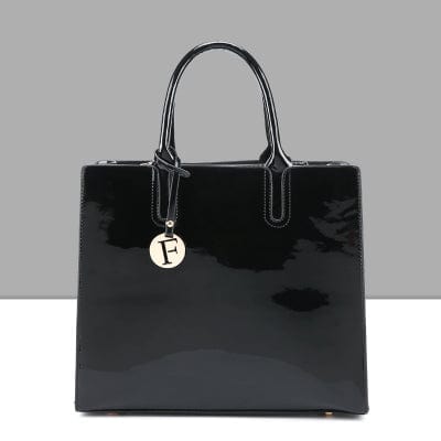 Spruced Roost Handbag Black / (30cm<Max Length<50cm) Ashbury Solid Patent PU Lined Leather Handbag -  4 Colors