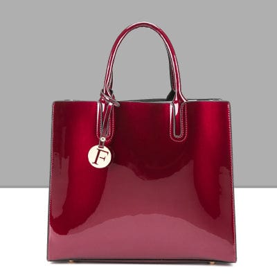 Spruced Roost Handbag Red / (30cm<Max Length<50cm) Ashbury Solid Patent PU Lined Leather Handbag -  4 Colors
