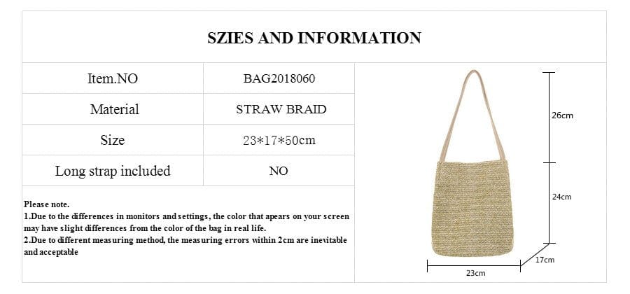Spruced Roost Handbag Martha's Vineyard Durable Weave Straw Beach Bag - 2 Colors