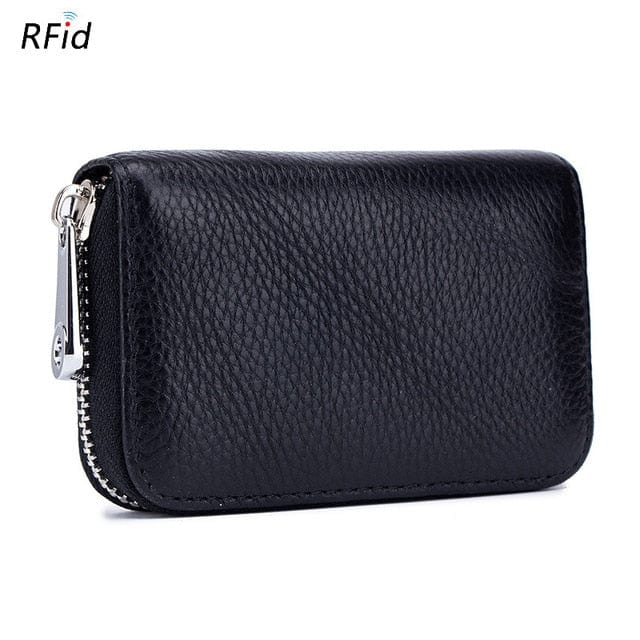 Spruced Roost Handbag Black RFID Secure Genuine Leather Card Holder Zip Wallet - 8 Colors