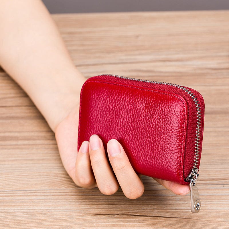 Spruced Roost Handbag RFID Secure Genuine Leather Card Holder Zip Wallet - 8 Colors