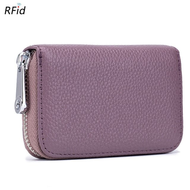 Spruced Roost Handbag Purple RFID Secure Genuine Leather Card Holder Zip Wallet - 8 Colors