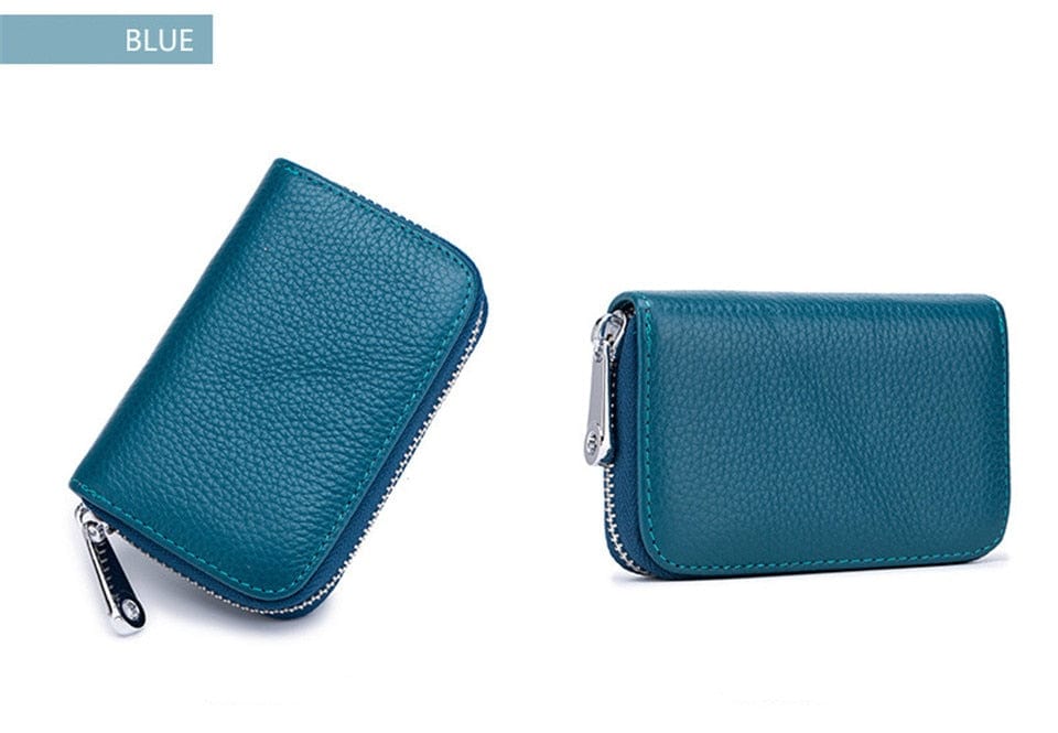 Spruced Roost Handbag RFID Secure Genuine Leather Card Holder Zip Wallet - 8 Colors