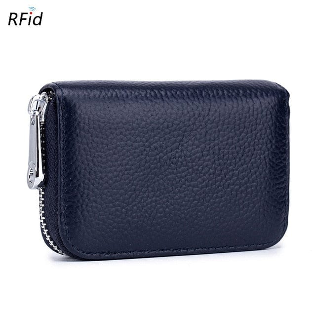 Spruced Roost Handbag Deep Blue RFID Secure Genuine Leather Card Holder Zip Wallet - 8 Colors