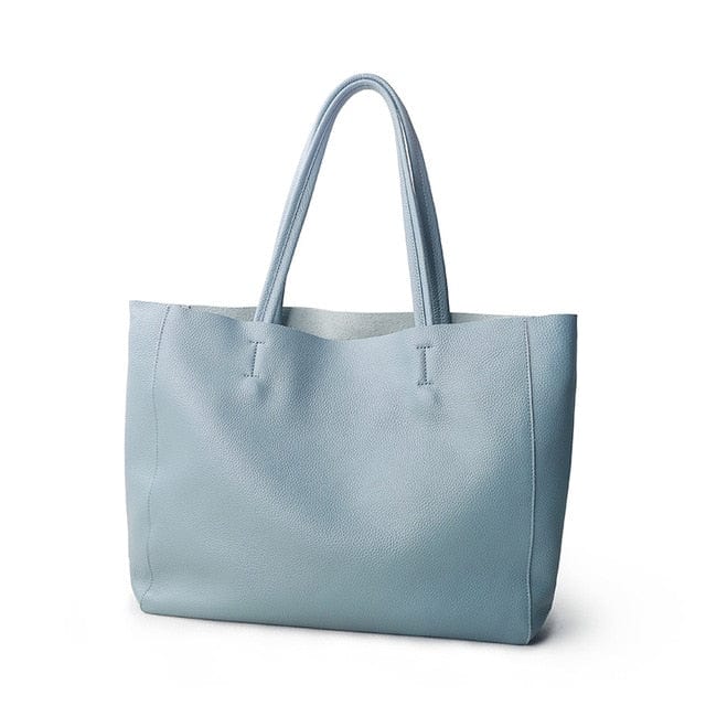 Shop511789 Store Handbag blue 36cm / China / 36cm Soft Leather Shoulder Carry-All Tote Bag - 7 Colors - 2 Sizes