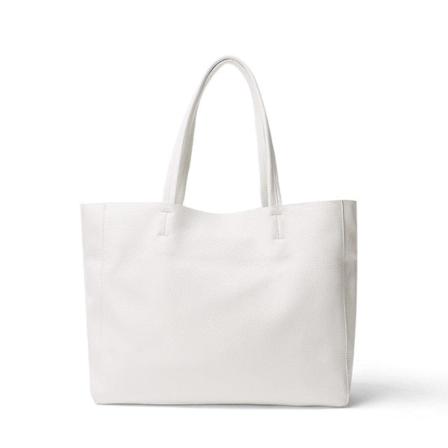 Shop511789 Store Handbag white 36cm / China / 36cm Soft Leather Shoulder Carry-All Tote Bag - 7 Colors - 2 Sizes