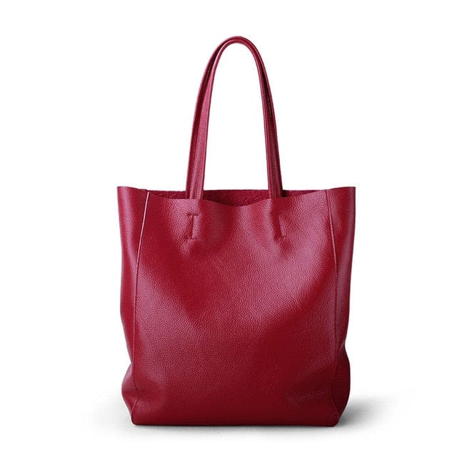 Shop511789 Store Handbag wine red / China / 27cm Soft Leather Shoulder Carry-All Tote Bag - 7 Colors - 2 Sizes
