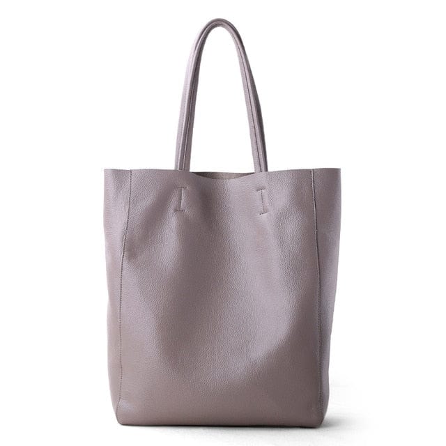 Shop511789 Store Handbag grey / China / 27cm Soft Leather Shoulder Carry-All Tote Bag - 7 Colors - 2 Sizes