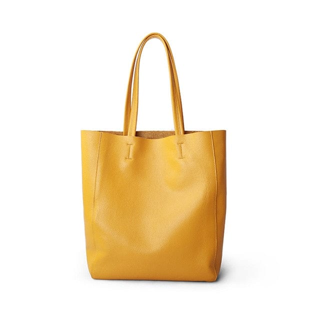 Shop511789 Store Handbag lemon yellow / China / 27cm Soft Leather Shoulder Carry-All Tote Bag - 7 Colors - 2 Sizes
