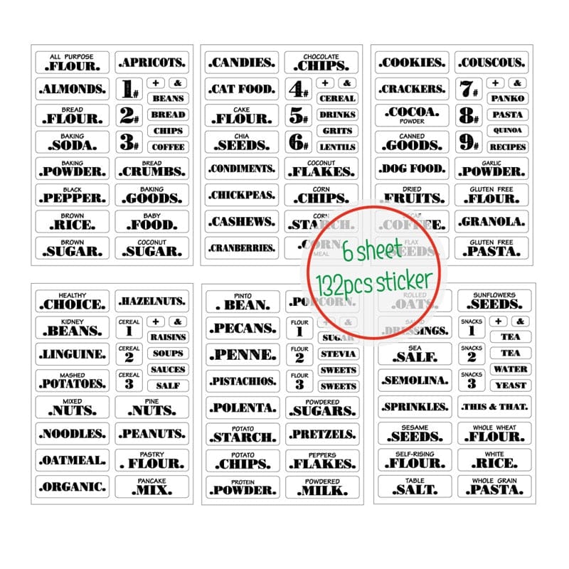 Spruced Roost Home Decor 132pcs/144pcs Kitchen Food Clear Labels