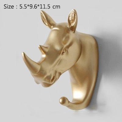 Spruced Roost Home Decor Golden-6 ANIMAL HEAD WALL HOOKS - 3 COLORS