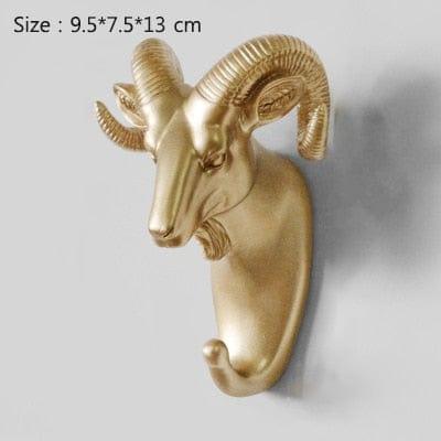 Spruced Roost Home Decor Golden-3 ANIMAL HEAD WALL HOOKS - 3 COLORS