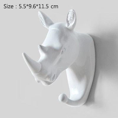 Spruced Roost Home Decor White-6 ANIMAL HEAD WALL HOOKS - 3 COLORS