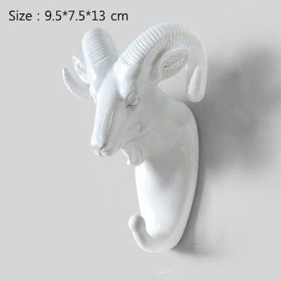 Spruced Roost Home Decor White-3 ANIMAL HEAD WALL HOOKS - 3 COLORS