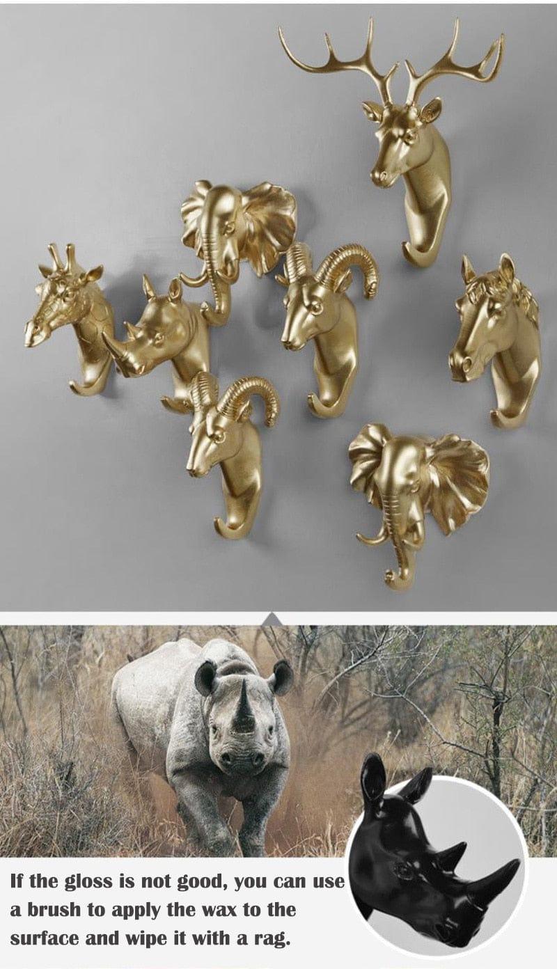 Spruced Roost Home Decor ANIMAL HEAD WALL HOOKS - 3 COLORS