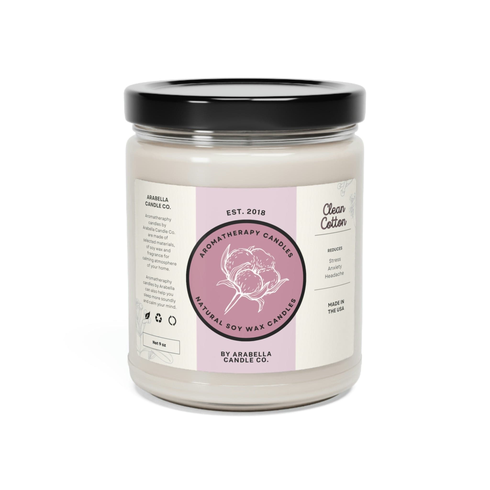 Printify Home Decor Clean Cotton / 9oz Clean Cotton Scented Soy Candle, 9oz