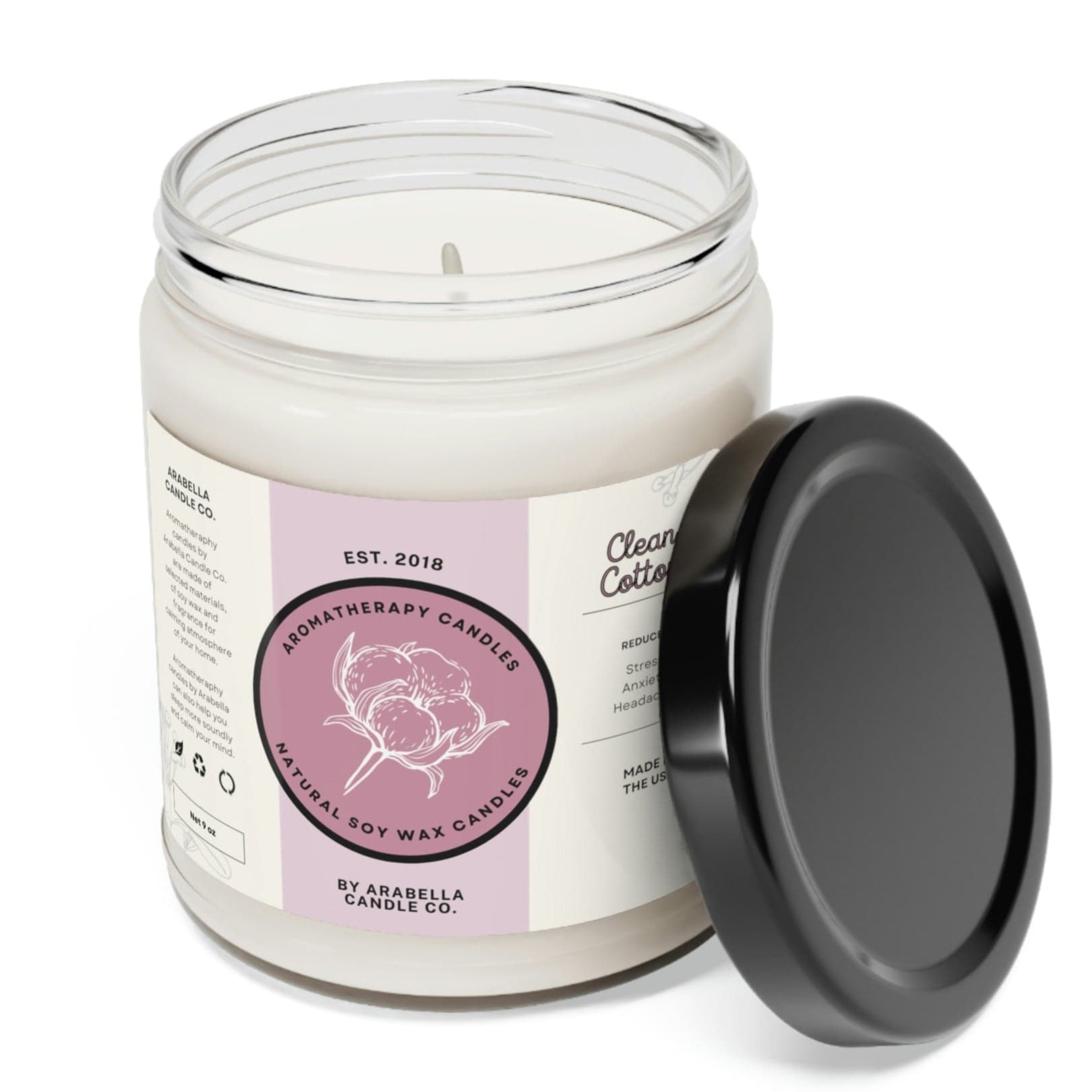 Printify Home Decor Clean Cotton / 9oz Clean Cotton Scented Soy Candle, 9oz