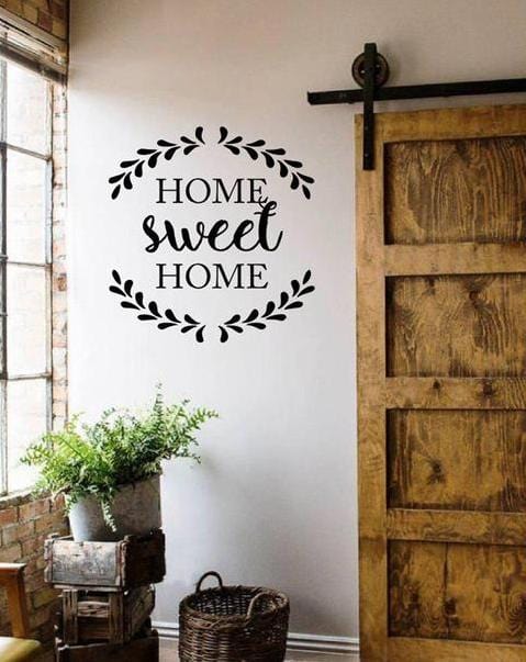 Spruced Roost Home Decor H622 Black / 42x42cm Home Sweet Home Quote Vinyl Wall Sticker 2 sizes