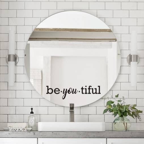 Spruced Roost Home Decor be YOU tiful / Letter height 8 cm Inspirational Mirror Sticker - 12 Phrases - 2 sizes