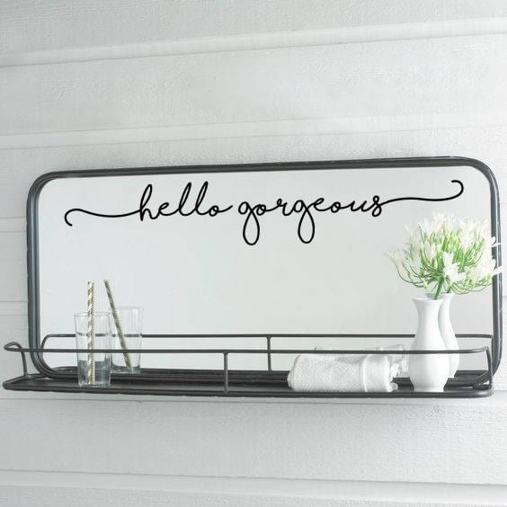 Spruced Roost Home Decor Hello Gorgeous / Letter height 8 cm Inspirational Mirror Sticker - 12 Phrases - 2 sizes