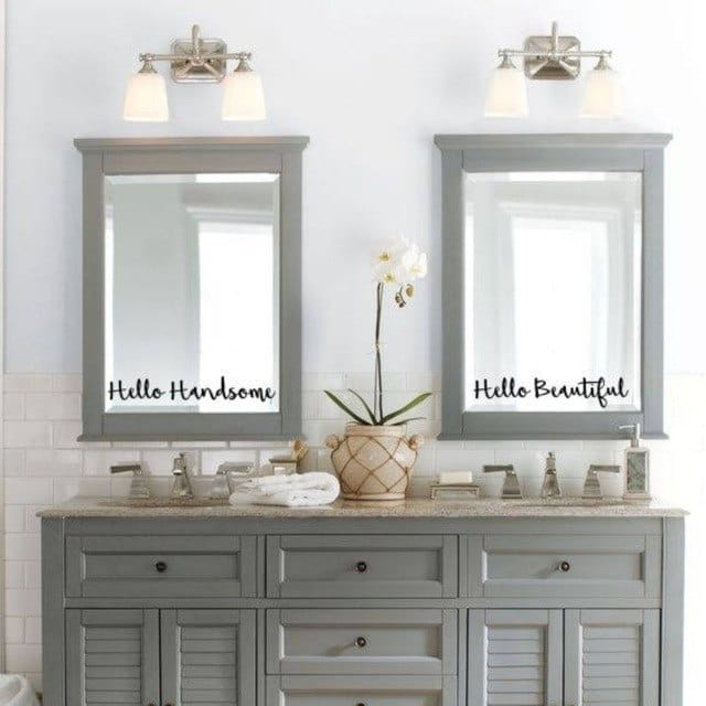 Spruced Roost Home Decor Hello  handsonme / Letter height 8 cm Inspirational Mirror Sticker - 12 Phrases - 2 sizes