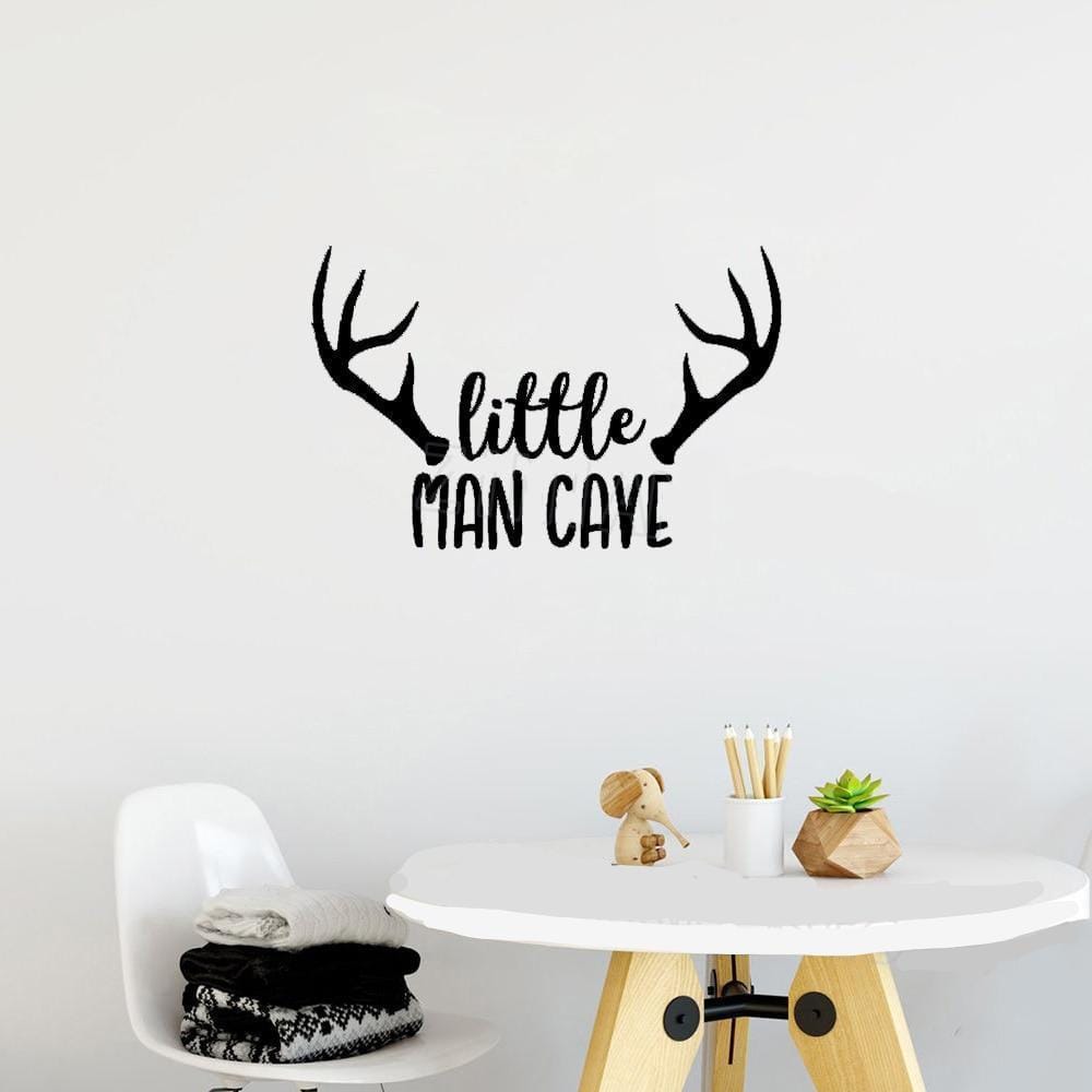 Spruced Roost Home Decor Black / 47X30 cm Little Man Cave for Little Boys Room -  Vinyl Wall Sticker Quote 3 Sizes