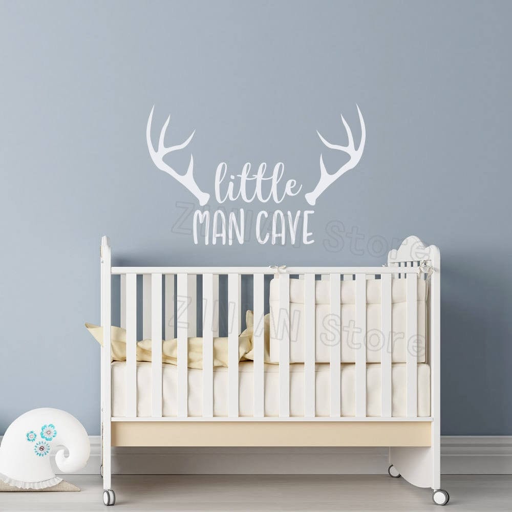Spruced Roost Home Decor White / 47X30 cm Little Man Cave for Little Boys Room -  Vinyl Wall Sticker Quote 3 Sizes