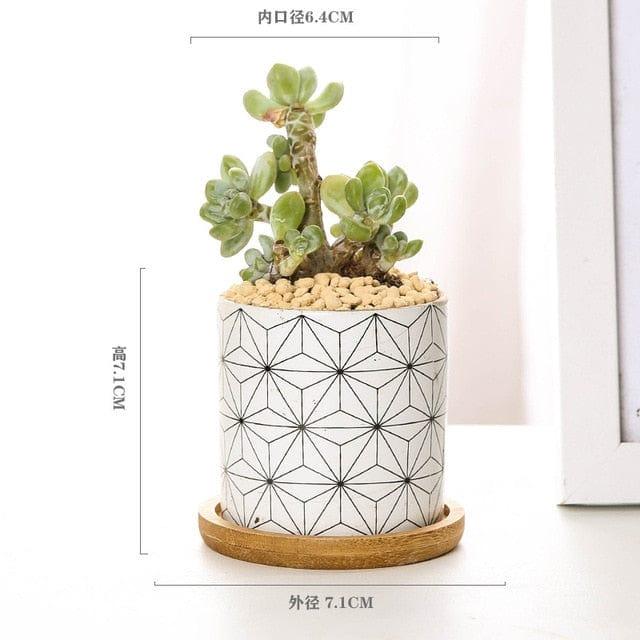 Home Embellish Store Home Decor C with tray Modern Geometric Ceramic Flower Pot - 8 Styles