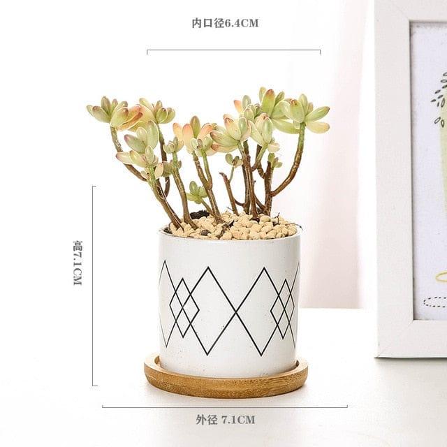 Home Embellish Store Home Decor G with tray Modern Geometric Ceramic Flower Pot - 8 Styles
