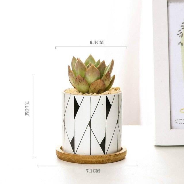 Home Embellish Store Home Decor E with tray Modern Geometric Ceramic Flower Pot - 8 Styles
