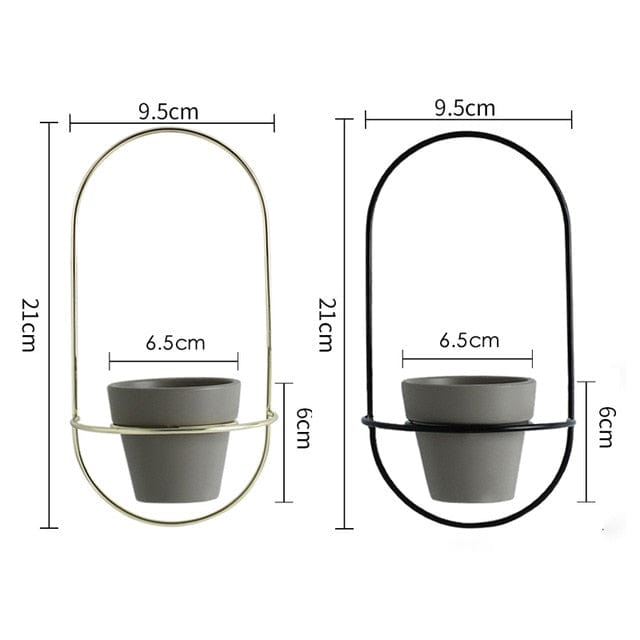 Homelike Decor Store Home Decor D Oval Wall Hanging Flower Pots Metal Stands 2 Pieces - 3 Colors