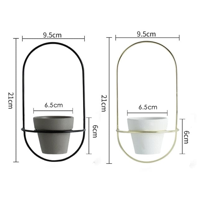 Homelike Decor Store Home Decor B Oval Wall Hanging Flower Pots Metal Stands 2 Pieces - 3 Colors