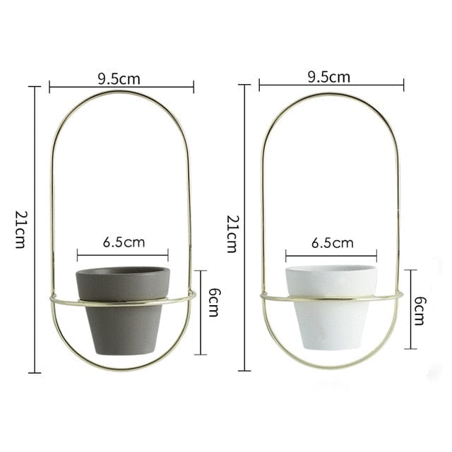 Homelike Decor Store Home Decor E Oval Wall Hanging Flower Pots Metal Stands 2 Pieces - 3 Colors