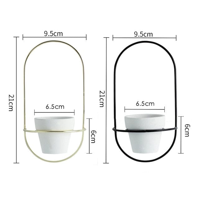 Homelike Decor Store Home Decor C Oval Wall Hanging Flower Pots Metal Stands 2 Pieces - 3 Colors