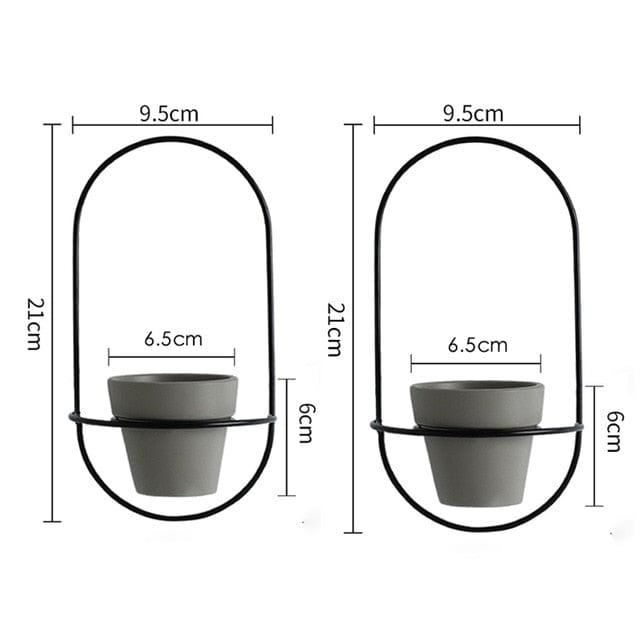 Homelike Decor Store Home Decor I Oval Wall Hanging Flower Pots Metal Stands 2 Pieces - 3 Colors