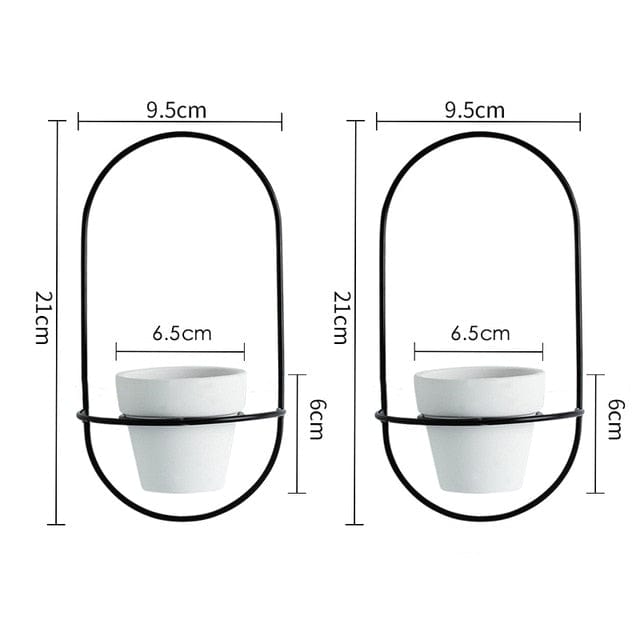 Homelike Decor Store Home Decor J Oval Wall Hanging Flower Pots Metal Stands 2 Pieces - 3 Colors