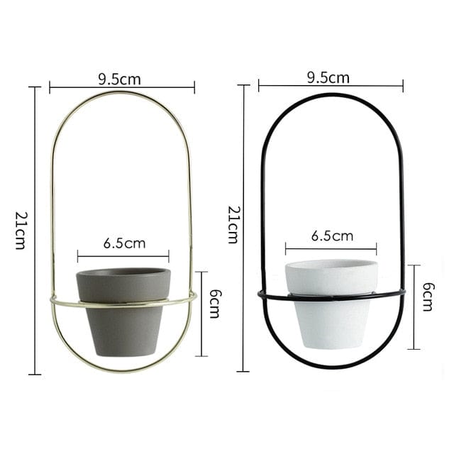 Homelike Decor Store Home Decor A Oval Wall Hanging Flower Pots Metal Stands 2 Pieces - 3 Colors