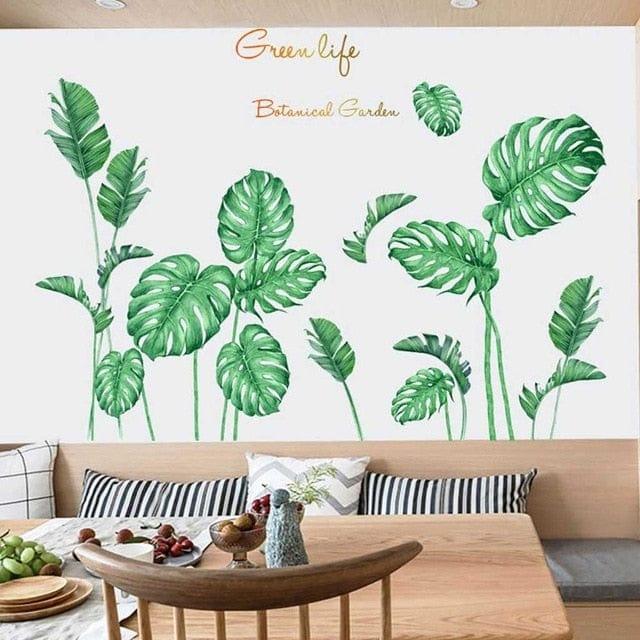 Spruced Roost Home Decor B 90x120cm Palms and Peonies DIY  Vinyl Wall Stickers - 12 Styles
