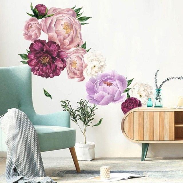 Spruced Roost Home Decor F 68x60cm Palms and Peonies DIY  Vinyl Wall Stickers - 12 Styles