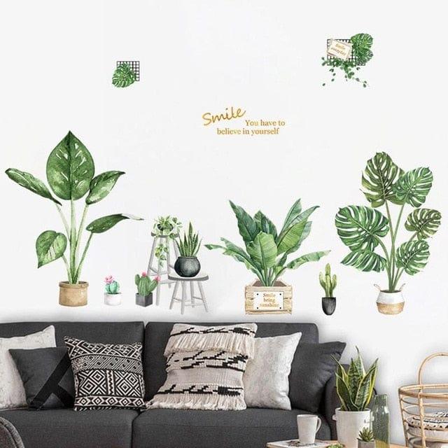 Spruced Roost Home Decor 130x58cm Palms and Peonies DIY  Vinyl Wall Stickers - 12 Styles